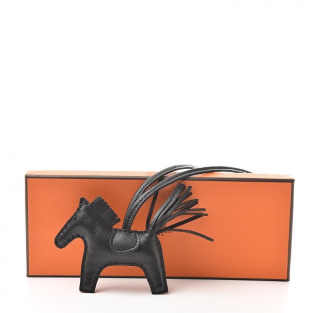 RARE HERMÈS Milo Lambskin Grigri Rodeo Horse Bag Charm PM So Black - Picture 11 of 16